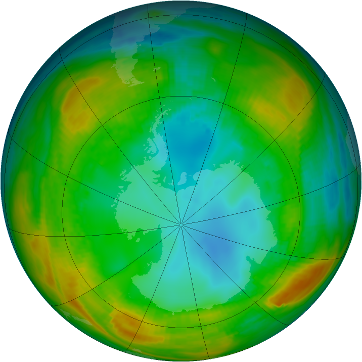 Antarctic ozone map for 05 August 1980
